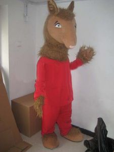 Disfraz de Mascota de Llama de Halloween, pijama rojo de dibujos animados de alta calidad, personaje temático de Anime de camello marrón, disfraces de fiesta de Carnaval de Navidad