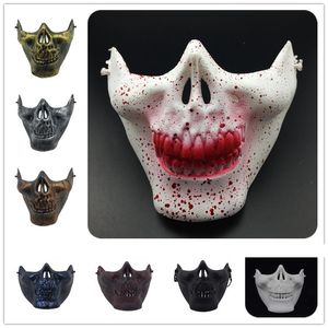 Máscara de campo de Halloween, calaveras, media cara protectora de terror, productos para exteriores, suministros para fiestas de terror