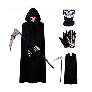 Decoración de fiestas de Halloween Adulto Grim Reaper Negro Single Caplak Cloak Cloak Disfrazar Props RRB16384