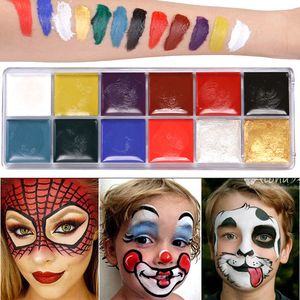 Maquillaje de teatro de aceite de pigmento de Halloween, 12 colores, pintura corporal, cosmético resistente al agua, brillo mate, maquillaje facial de escenario, fácil de usar