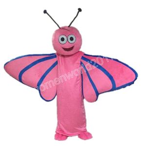 Disfraz de mascota de mariposa rosa de Halloween Simulación Trajes de personajes de dibujos animados Traje de adultos Traje de carnaval de Navidad Disfraces para hombres Mujeres