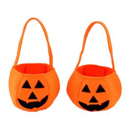 Sac de citrouille d'Halloween pour enfants Sac à main de citrouille orange Panier en tissu de citrouille d'Halloween Gros sac de bonbons de citrouille en stock