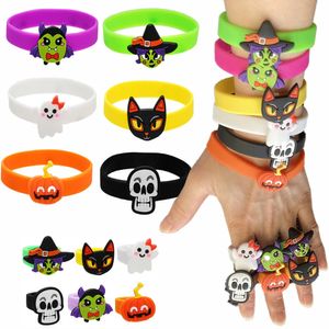 Bracelet en Silicone couleur bonbon pour Halloween, accessoires de décoration pour fête d'halloween, citrouille, chat, sorcière, fantôme, chauve-souris
