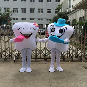 Costume de mascotte de dent d'Halloween Top qualité taille adulte dessin animé soins dentaires Costumes de fête de carnaval de noël