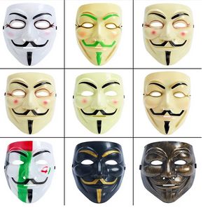Máscara de Vendetta de Halloween Máscaras de película de cara completa Accesorios de decoración de disfraces V Fiesta Máscara de Halloween para hombre y mujer 9 estilos C210
