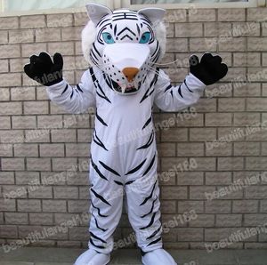 Costumes de mascotte de tigre blanc d'Halloween, qualité supérieure, thème de dessin animé, personnage de carnaval, tenue unisexe pour adultes, tenue de fête de Noël