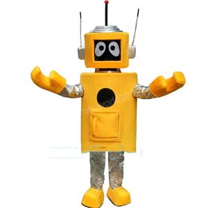 Costume de mascotte de robot jaune d'Halloween de haute qualité Personnaliser le personnage de thème d'anime de dessin animé unisexe adultes tenue de déguisement de carnaval de Noël