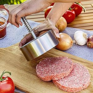 Hamburger Patty Maker Press 304 en acier inoxydable antiadhésif rond manuel boule de riz moule épaisseur ajustée cuisine boeuf BBQ outils 240219