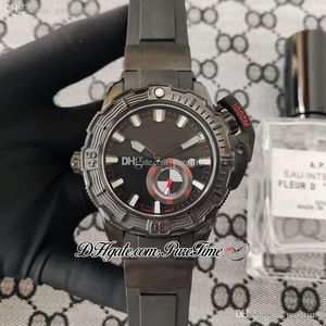 Hammerhead Shark Diver 3203-500LE-3/93 DLC PVD Reloj automático para hombre Caja de acero Negro Esfera roja Marcadores blancos Correa de caucho 4 estilos Relojes Puretime PTUN F02c3