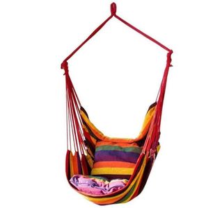 Hamaca colgante de cuerda, silla colgante de jardín, asiento columpio con 2 almohadas para uso en jardín, columpio interior y exterior 9964906