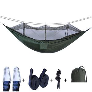 Hammocks Mosquito Net Hammock Parachute Cloth Outdoor Field Cam Tent Garden Swing Hanging Bed With Rope Hook Vt1737 Drop Delivery Ho Dhabs