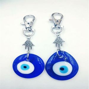 Hamsa main Antique argent porte-clés symboles juifs Kabbalah verre mauvais œil pour clés voiture sac charme porte-clés sac à main Couple clé Chai297a