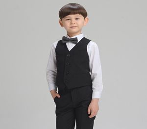 Han Edition Boy Four-Piece Vest Suit Black Highgrade Flower Children Robe of Pinstripe Suit Vest Formal Silver Robe Shirt3497361