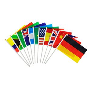 Banderas de mano del mundo del país Con postes Copa de la palabra 32 países Bandeir pequeño Banderas del equipo para fanáticos del fútbol del club de fútbol