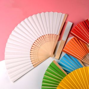 Abanicos de papel de mano, abanicos plegables de bambú, abanico de mano Multicolor, abanico chino japonés para decoración DIY, fiesta de baile de boda