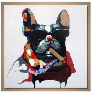 Peint à la main peinture à l'huile animale célèbre sur toile Smart Refroidir les chiens à fumer Pet avec lunettes de soleil pour canapé décoration murale