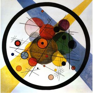 Cuadro de pared pintado a mano, pinturas al óleo de Wassily Kandinsky, círculos en círculo, arte moderno en lienzo para decoración de pared de habitación de oficina