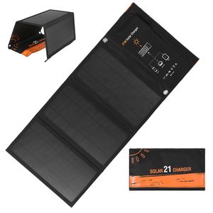 Herramientas de mano 21W Cargador solar plegable Panel de energía solar a prueba de agua Carga Puertos USB duales para cargadores de teléfono celular de batería portátil 221130