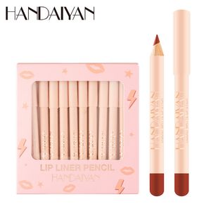 HANDAIYAN Lipliner Crayon Rouge À Lèvres Imperméable À L'eau Mat Crayon À Lèvres Longue Durée Coloré Lèvres Maquillage Stylo Anti-adhésif Coupe Cosmétiques