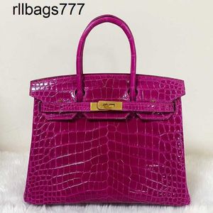 Sac à main en cuir BK Designer Arabian Night Purple Crocodile Sac brillant 30 boucle femme cousue 25