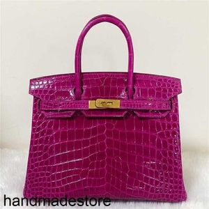 Sac à main Platinum Designer Arabian Night Sac en cuir de crocodile violet brillant 30 boucle femme cousu 25