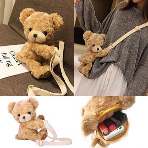 Handbags Cute Bear Women Girls Smile Soft Plush Doll Cross Body Mini Messenger Bag Children Adorable Bags Gifts 231016