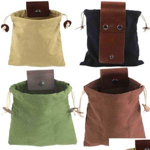 Sacs à main en cuir toile sac de recherche de fruits sacs de cueillette de légumes sacs de rangement de ceinture pliable en plein air Cam Dstring Portage Berry Nuts P Dhq9W