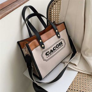 Sac à main en toile pour femmes, nouvelle mode, réseau Ins, fourre-tout populaire, sac à lettres à large bande, modèle 7569