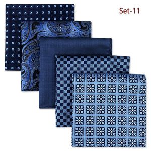 Handkerchiefs 5 Pieces Colorful Assorted Mens Pocket Square Silk Classic Handkerchief Set Gift 230717