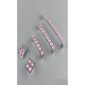 Handles Tirs Crystal Glass Series Diamond Pink Meubles Boutons de porte Der Armoire de cuisine Armoires de cuisine Accesso8779447 D DHTHK