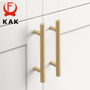 Handles Pulls KAK 20pcs Brushed Gold Kitchen Handle Stainless Steel T Bar Door Pull 76mm 96mm Cabinet Knobs and Handles Black Furniture Handle 230311