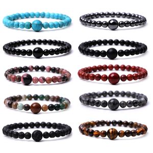 Pulsera de cuentas hecha a mano, abalorios nuevos de 6mm + 10mm, piedra Natural, cuentas curativas de ojo de tigre indio, joyería de Yoga ajustable para mujer