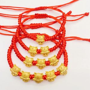Pulseras de cuerda roja de estilo chino trenzado a mano Dragón Protección de cuentas de dragón Salud de la suerte de la suerte Joya de cumpleaños