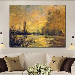 Met de hand gemaakt olieverfschilderij van Claude Monet De kleine arm van de Seine in Argenteuil Modern Canvas Art Modern Landscape Living Room Decor