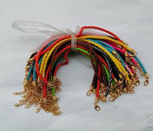 Bracelets à cordes tressés en cuir PU, fil de cordon fait à la main, réglable, tissé à la main, différentes couleurs pour bijoux à faire soi-même