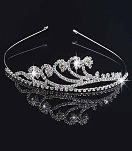 Tiaras de corona de cristal nupcial de Boda de plata bonitas hechas a mano, fiesta de boda brillante, bonito regalo de cumpleaños para niña de flores 1173CM7140435