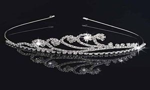 Tiaras de corona de cristal nupcial de Boda de plata bonitas hechas a mano, fiesta de boda brillante, cumpleaños, bonito regalo para niña de flores 1173CM2662585