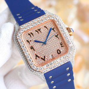 Montre en diamant faite à la main pour hommes, automatique, mécanique, mouvement 8215, saphir 40mm, Montre-bracelet de Luxe pour femmes