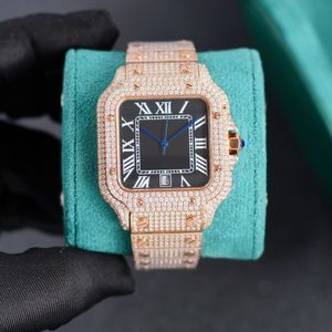 Montre en diamant faite à la main pour hommes, mouvement mécanique automatique, montres de créateur, saphir de 40 mm avec bracelet en acier serti de diamants, Montre de Luxe