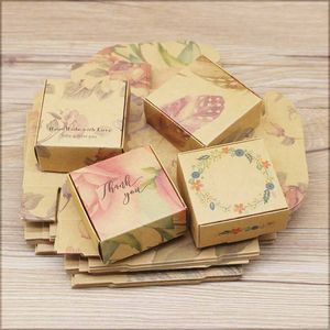 Boîte à bonbons en papier Kraft fait à la main motif de conception en marbre Mini conteneur cadeau bonbons chocolat faveur petites boîtes postales