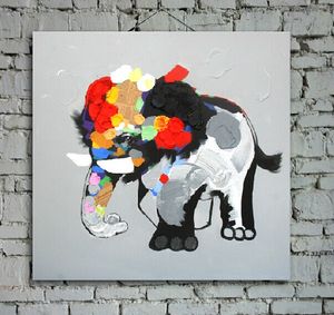 Cartel de pintura al óleo hecha a mano sobre lienzo Animal decorado elefante arte de la imagen para sala de estar o dormitorio sin marco