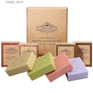 Savon à main le savon de barre naturel pur pour la peau sèche Savon fait à la main contenant l'huile essentielle de gommage d'algues 4 Packs pour la peau sèche Y240401