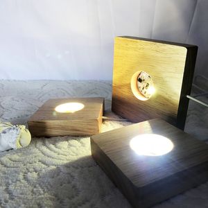Base de luz LED de madera cuadrada hecha a mano Soporte de base de lámpara de noche para resina Art Dispaly envío gratis D2.5