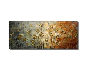 Textura hecha a mano enorme pintura al óleo abstracta lienzo moderno arte cuchillo decorativo pinturas de flores para decoración de pared 16193848