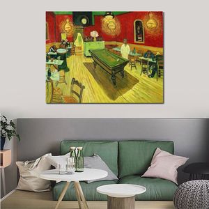 Pintura al óleo hecha a mano de Vincent Van Gogh The Night Cafe, arte moderno en lienzo, paisaje moderno, decoración para sala de estar