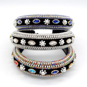 Diadema hecha a mano con perlas de diamantes de imitación para mujer, diadema de ala ancha, corona nupcial, aro para el pelo, accesorios para el cabello, boda