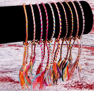 Bracelet d'amitié en corde tressée tissée à la main Bracelet de chaîne de tissage de fil de polyester bohème de plage pour femmes hommes bijoux cadeau 52 couleurs
