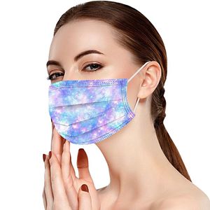 Masques faciaux jetables pour adultes à 3 couches, design à la mode, masque imprimé respirant anti-poussière pour dames