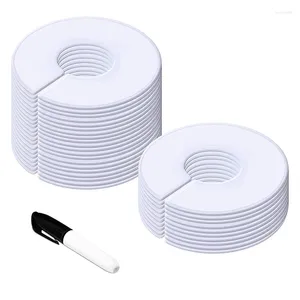 Cintres 30 Pack White Round Vêtements Taille de placard Disqueurs de rack avec 1marker (3,5 pouces extérieures de 1,38 pouce de diamètre)