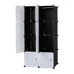 Cintres 8 Cube Organisateur Étagères De Rangement En Plastique Empilables Conception Armoire De Placard Modulaire Multifonctionnelle Avec Tige De Suspension Blanc Doo